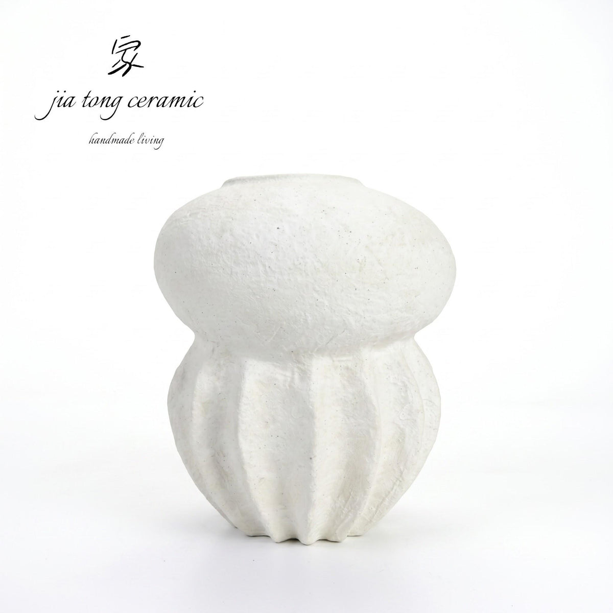 White Textured Ceramic Vase | MANUAL-0337 | JIATONG CERAMICS
