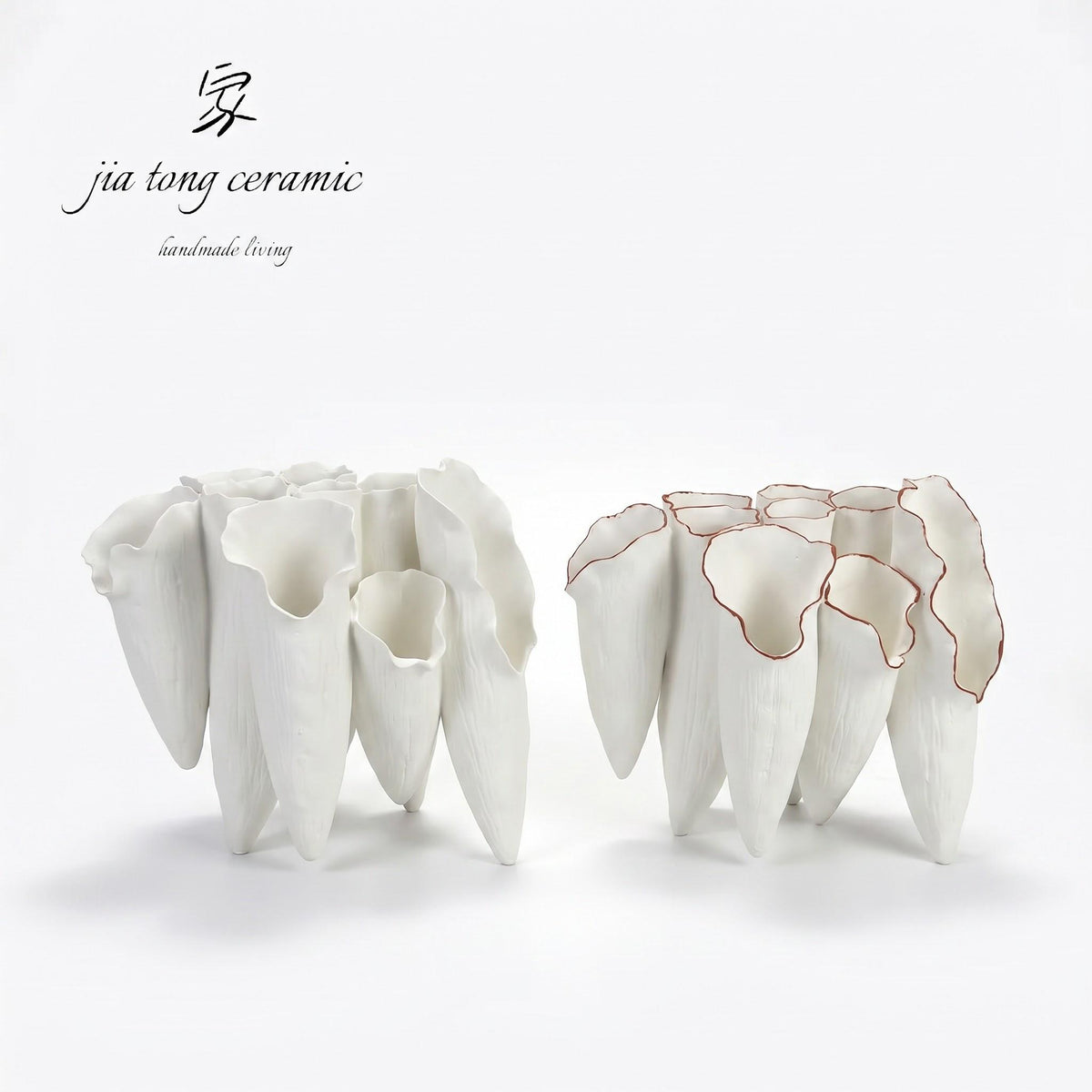 Embossed Sculptural Ceramic Vase 25L*15W*22Hcm | MANUAL-0404 | JIATONG CERAMICS