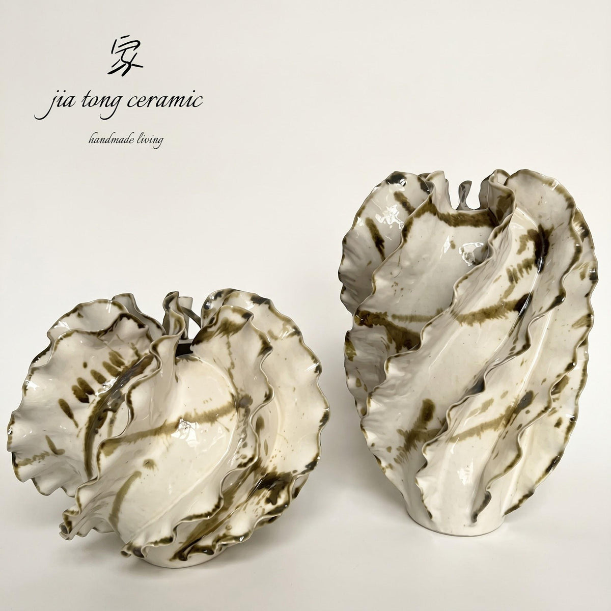 Floral Embossed Ceramic Vase 30W*26Hcm | MANUAL-0622 | JIATONG CERAMICS