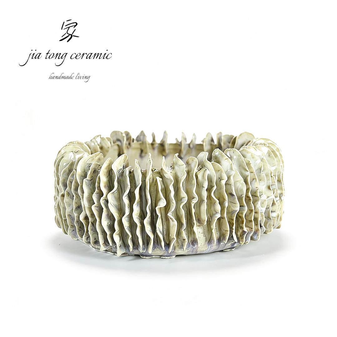 Wide Glossy Modern Ceramic Bowl & Tray 20W*9Hcm | MANUAL-0916 | JIATONG CERAMICS