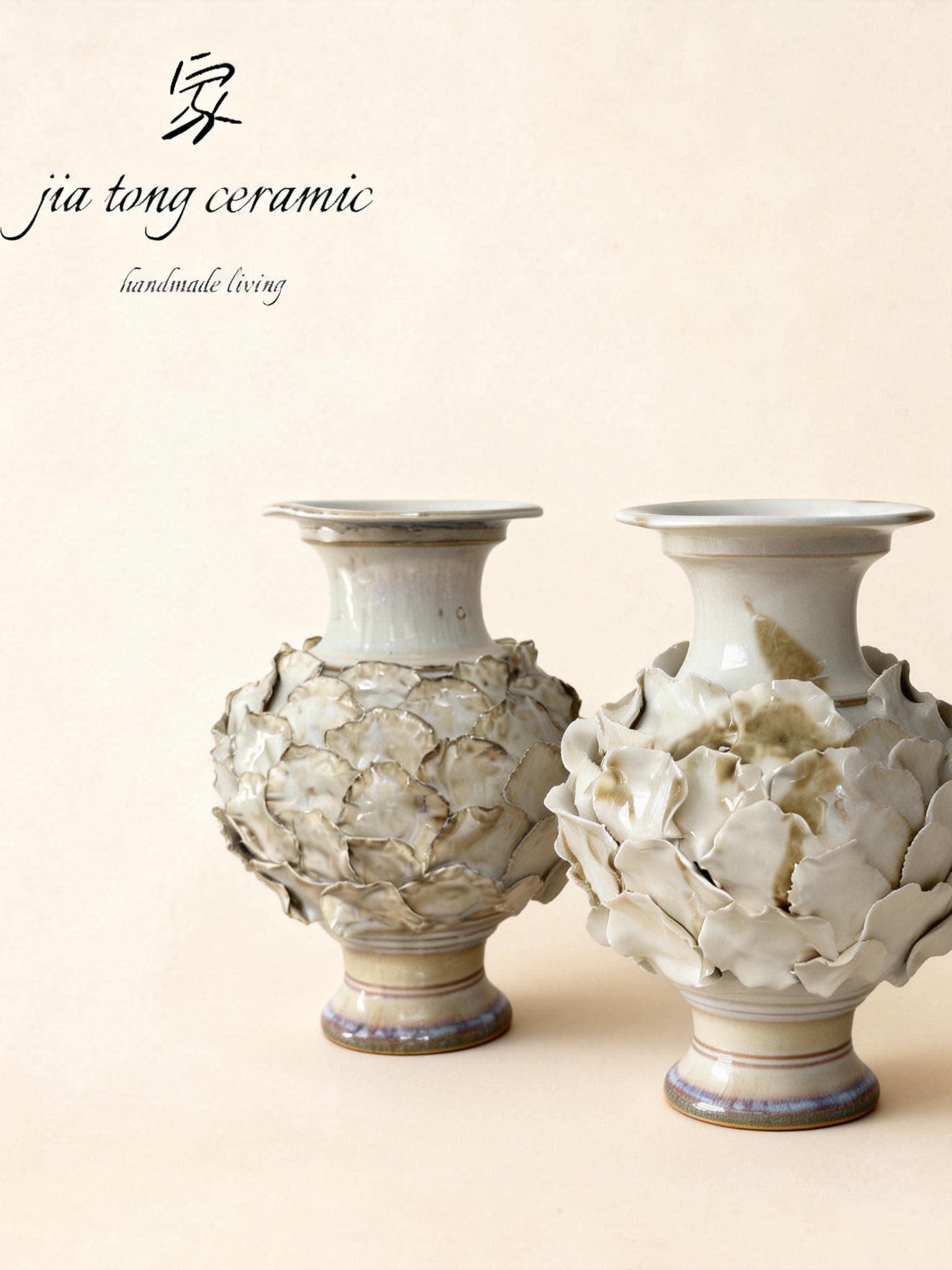 Nordic light luxury handmade ceramic vase creative ornaments living room decorations white vase