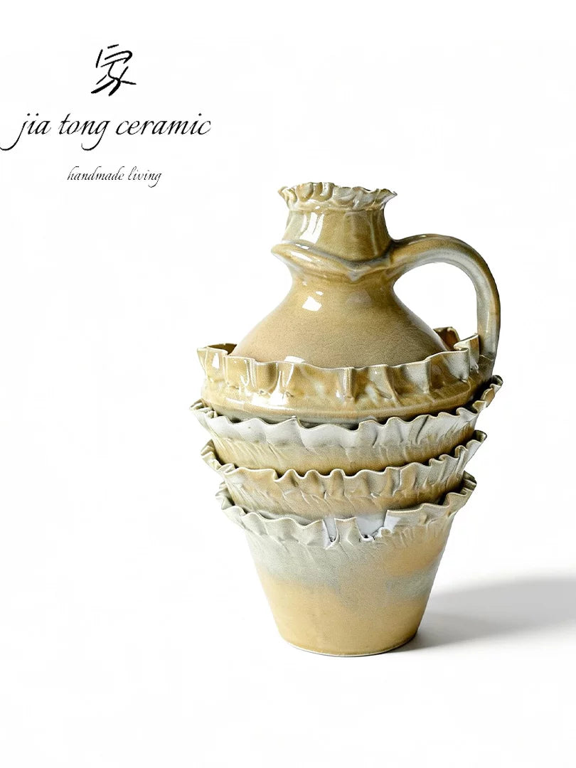 Nordic light luxury handmade ceramic vase creative ornaments living room decorations white vase