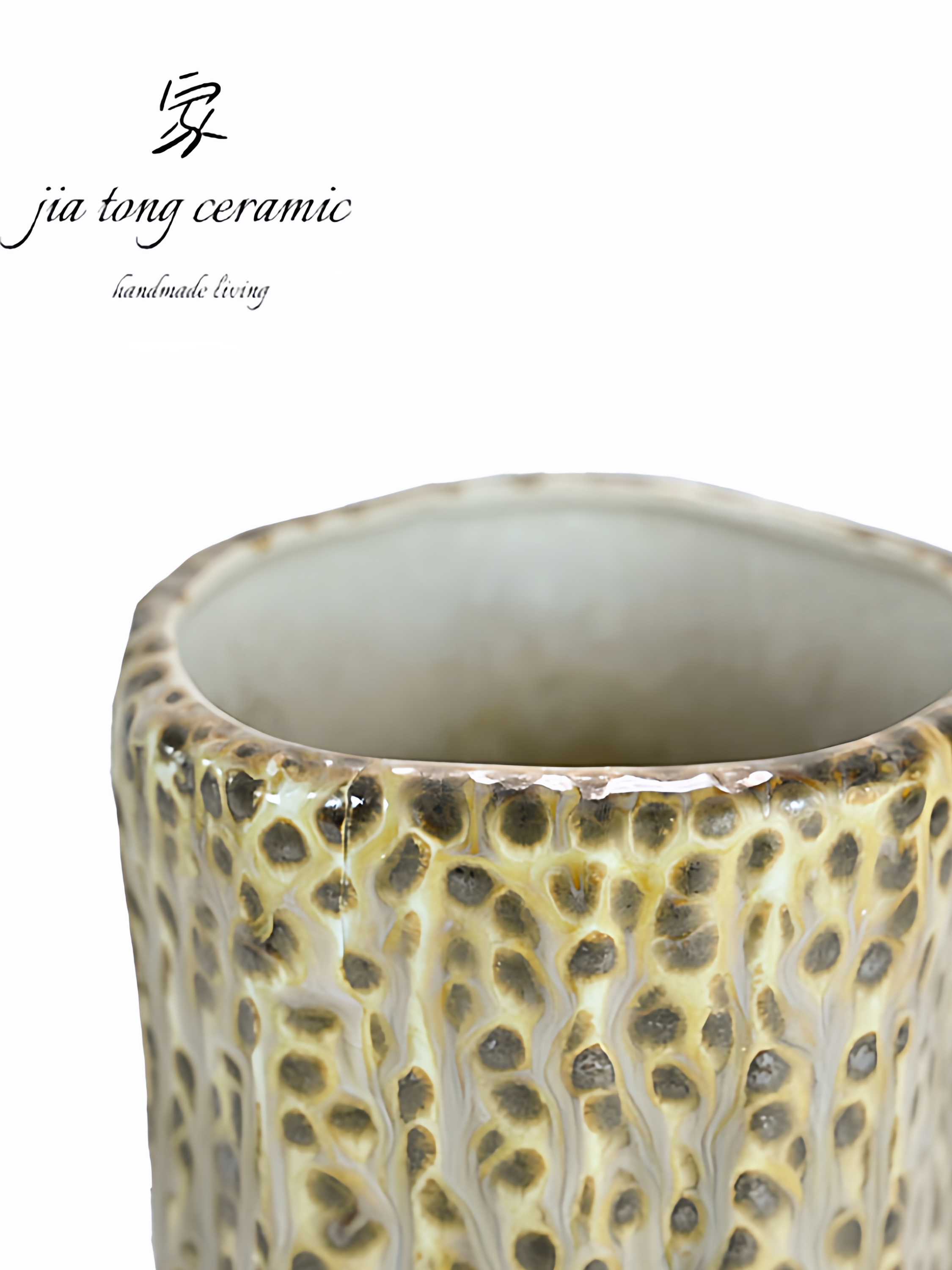 Modern simple ceramic vase leopard print tunic column home decoration ornament light luxury flower arranger