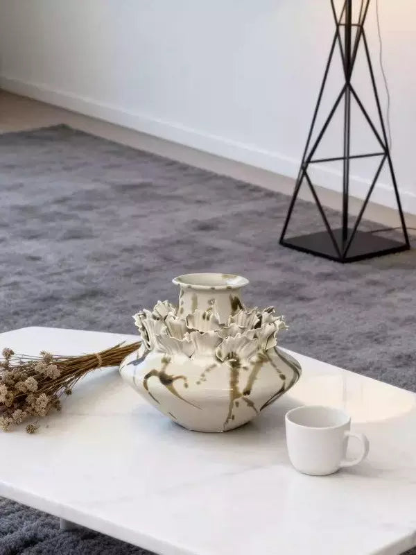 Nordic light luxury handmade ceramic vase creative ornaments living room decorations white vase