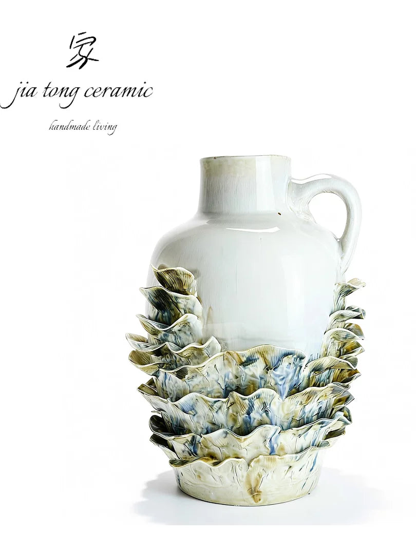 Handmade ceramic creative vase ornaments Nordic light luxury home decoration home living room TV cabinet flower vase