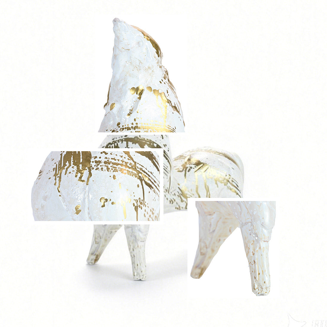 Ceramic Pegasus ornaments, handmade white gold decorations, home crafts