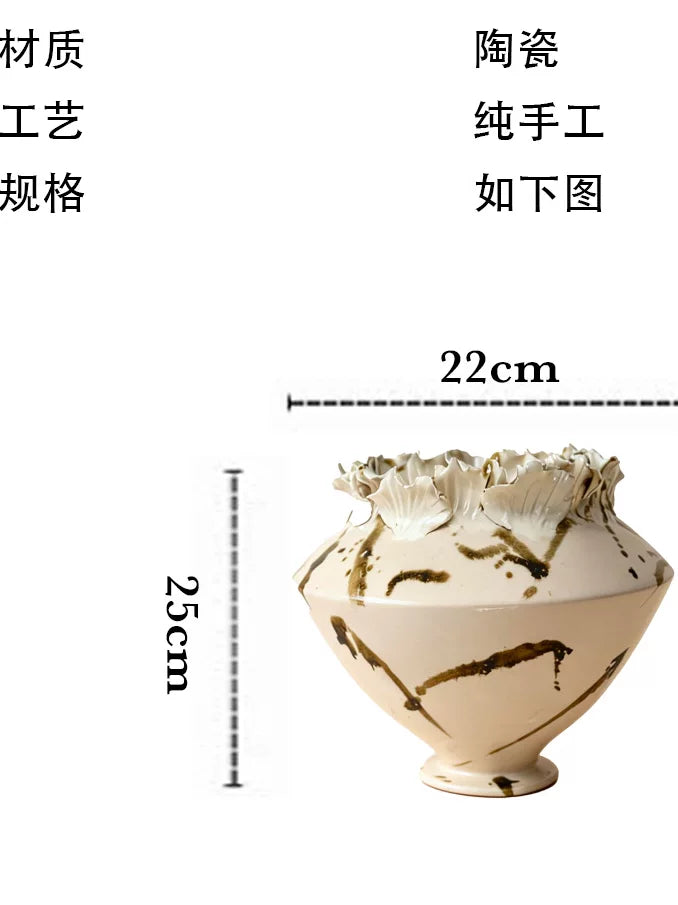 Nordic light luxury handmade ceramic vase creative ornaments living room TV cabinet decorations white art vase