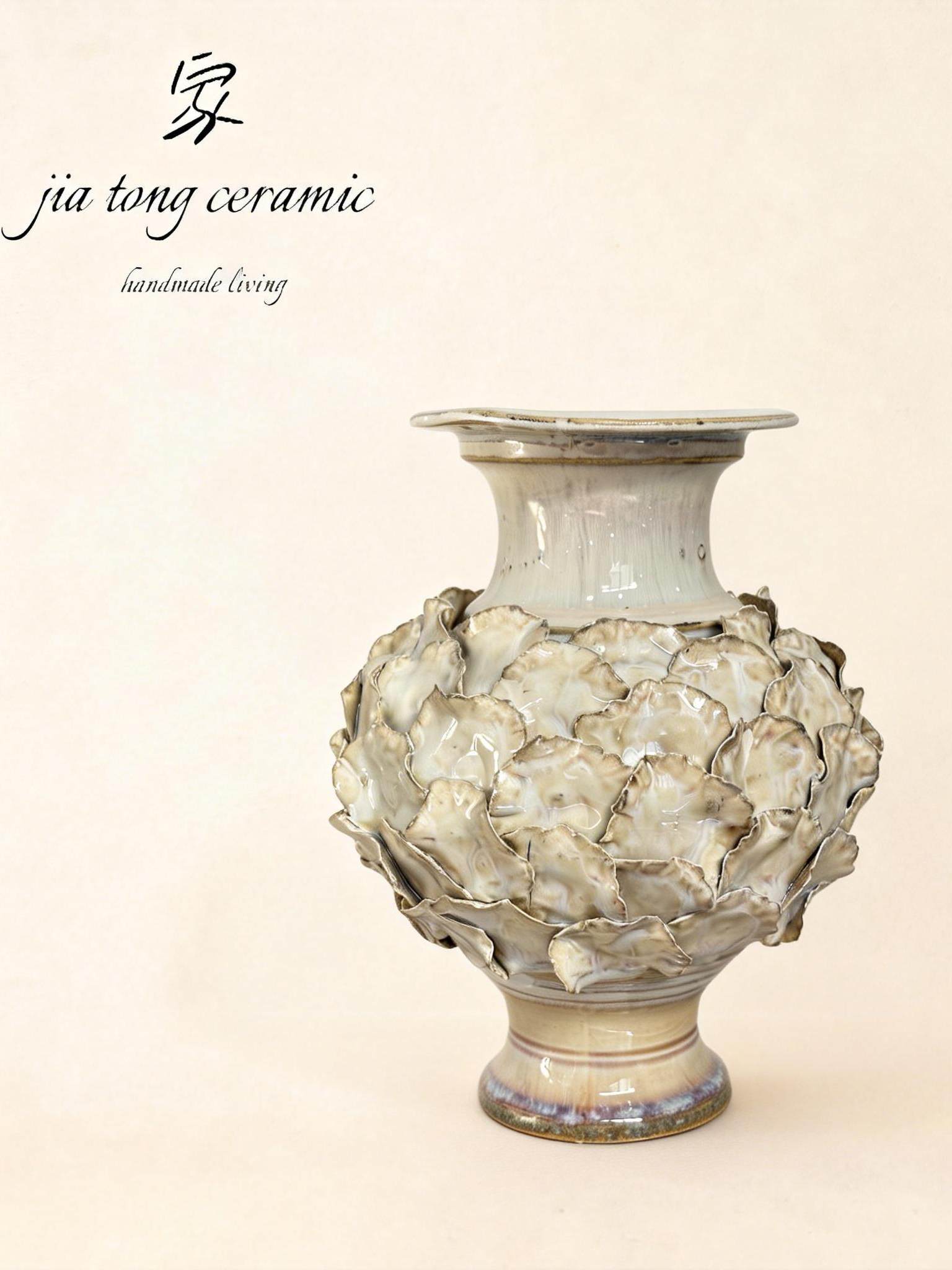 Nordic light luxury handmade ceramic vase creative ornaments living room decorations white vase