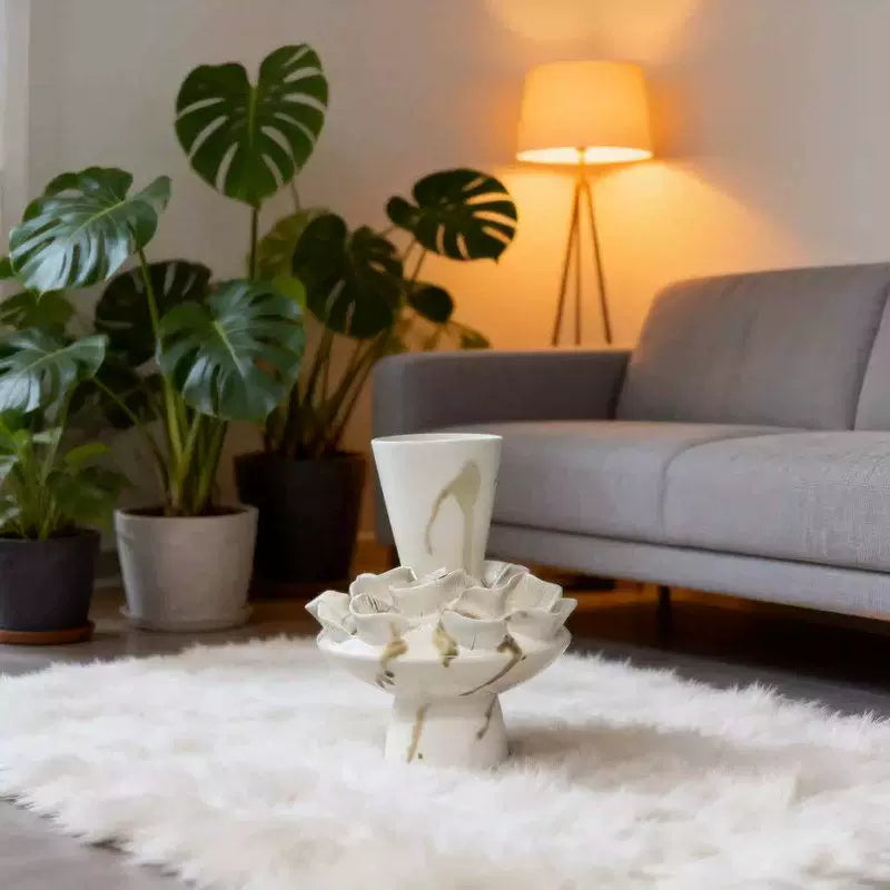 Nordic light luxury handmade ceramic vase creative ornaments living room decorations white vase