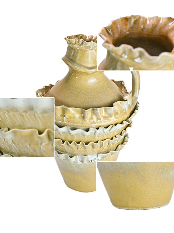 Nordic light luxury handmade ceramic vase creative ornaments living room decorations white vase