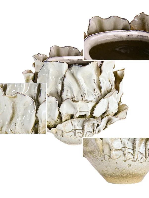 Creative ceramic floral ornaments Nordic light luxury living room TV cabinet display decorations, artwork is purely handmade