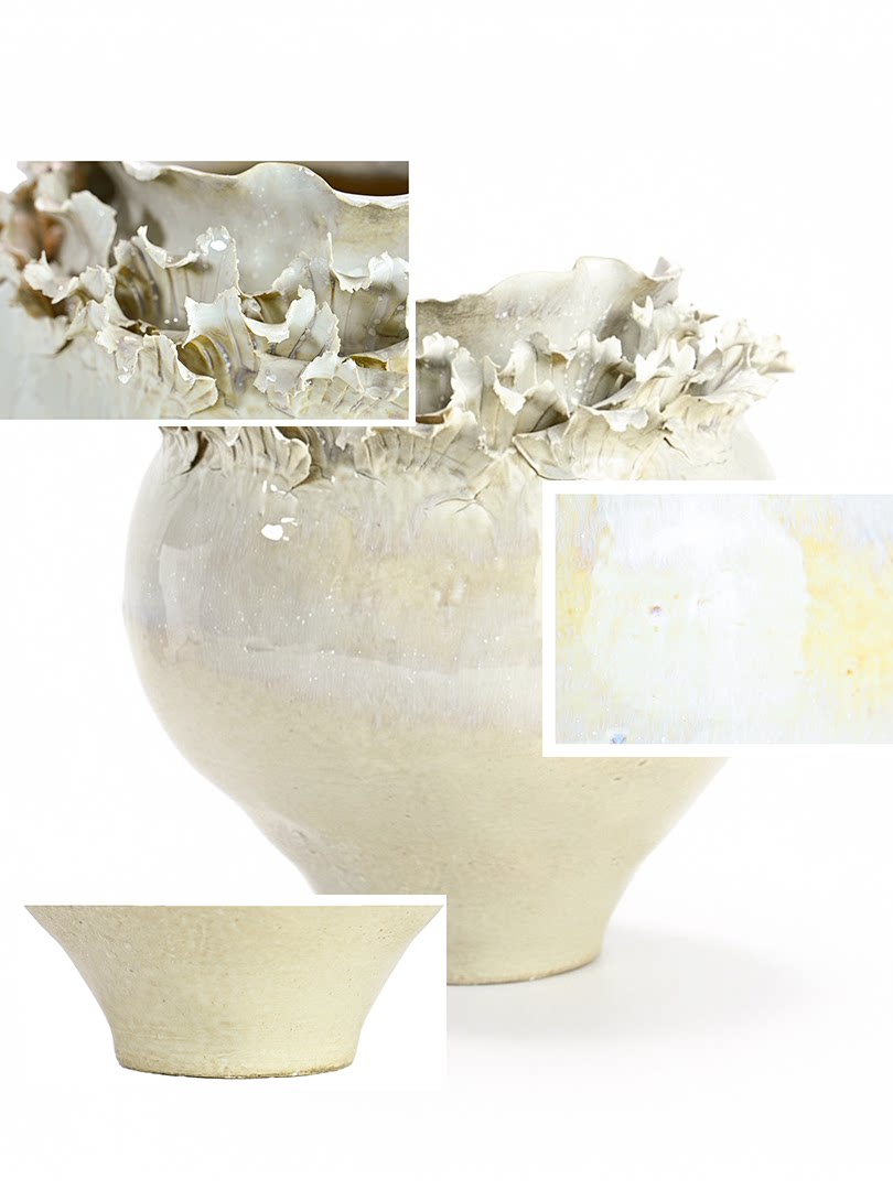 Jingdezhen ceramic vase white irregular wavy mouth home decoration ornament high-end