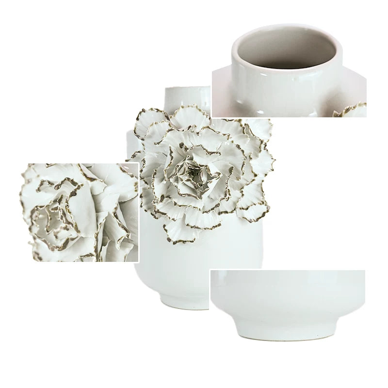 Nordic light luxury ceramic vase ornaments living room TV cabinet decorations white flowers creative home furnishings