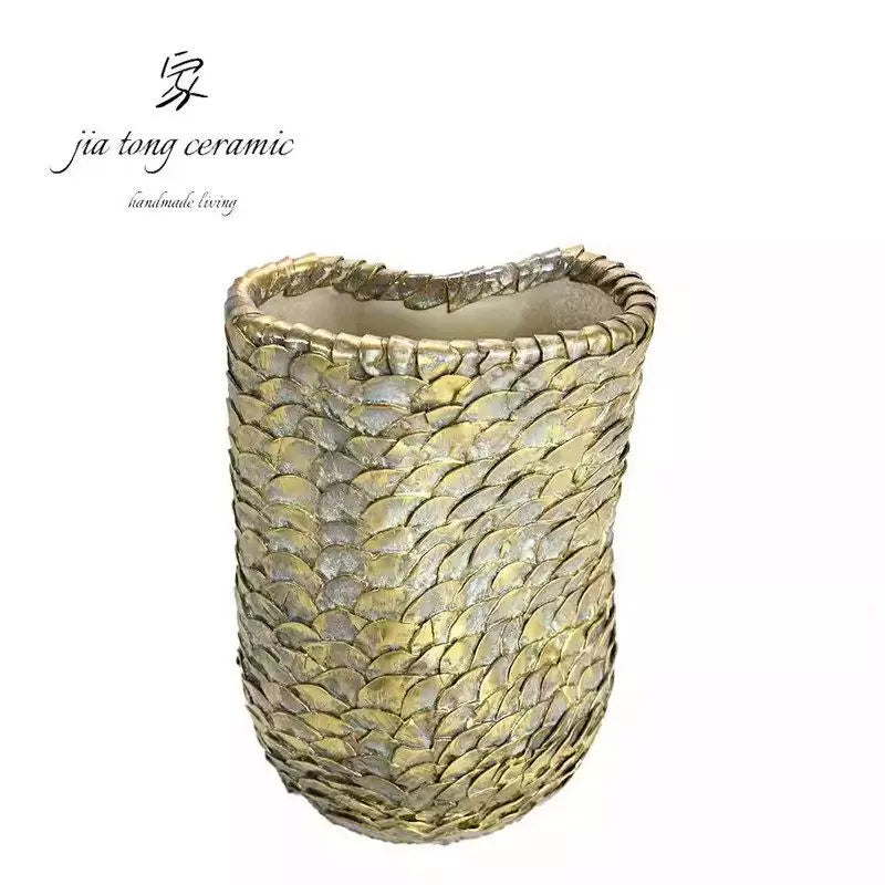 Nordic light luxury handmade ceramic vase creative ornaments living room decorations white vase