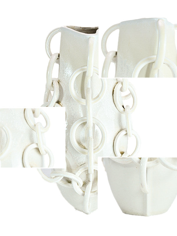 Jiatong ceramic vase is handmade, simple and versatile, home decoration, white irregular shape