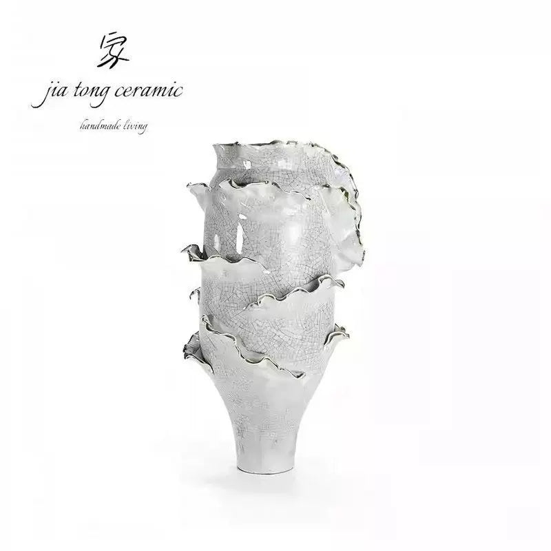 Light luxury ceramic vase creative ornaments living room decorations handmade crack art vases Nordic style home furnishings
