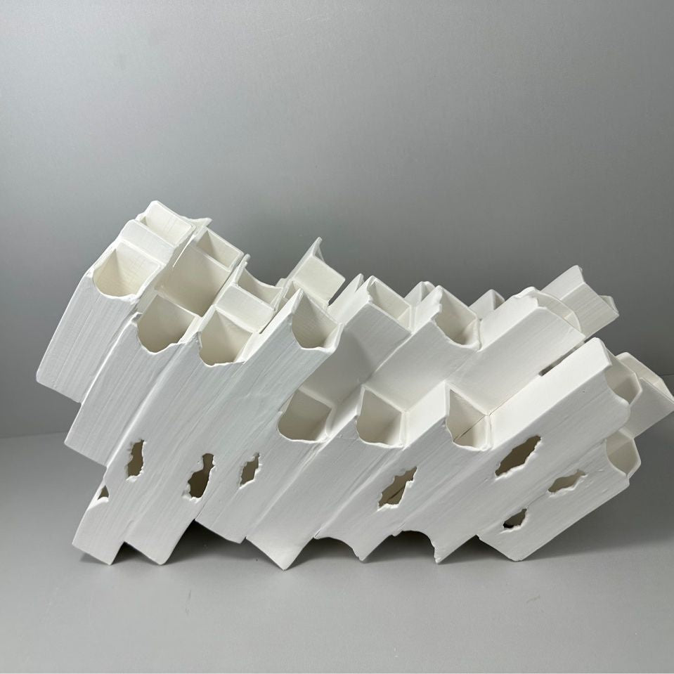 Jiatong simple and creative white square tube nest ceramic flower model room, sales office, living room, art soft decoration ornaments