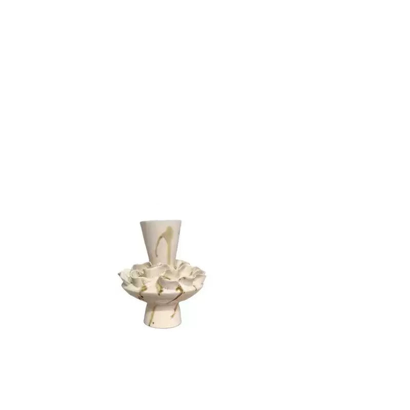 Nordic light luxury handmade ceramic vase creative ornaments living room decorations white vase
