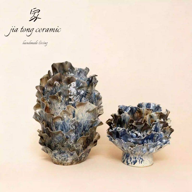 Nordic light luxury handmade ceramic vase creative ornaments living room decorations white vase