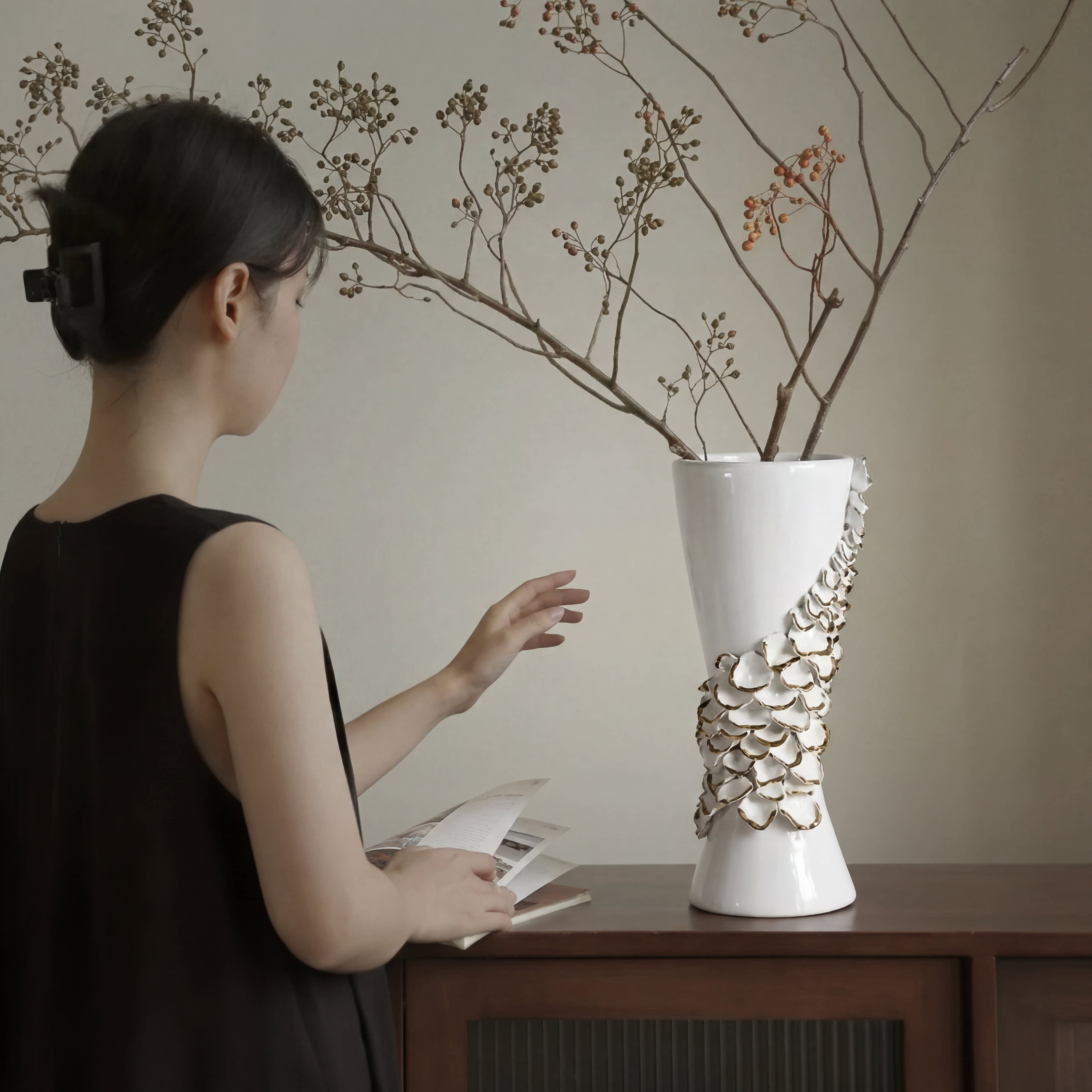 Light luxury ceramic vases, creative ornaments, modern living room decorations, Nordic style home accessories, white flower vases