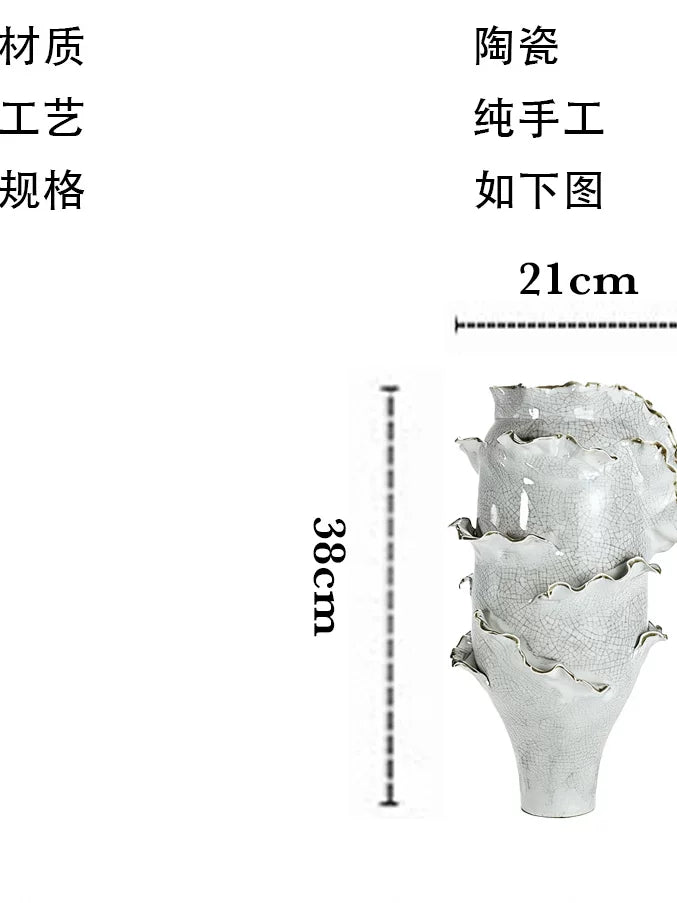 Light luxury ceramic vase creative ornaments living room decorations handmade crack art vases Nordic style home furnishings
