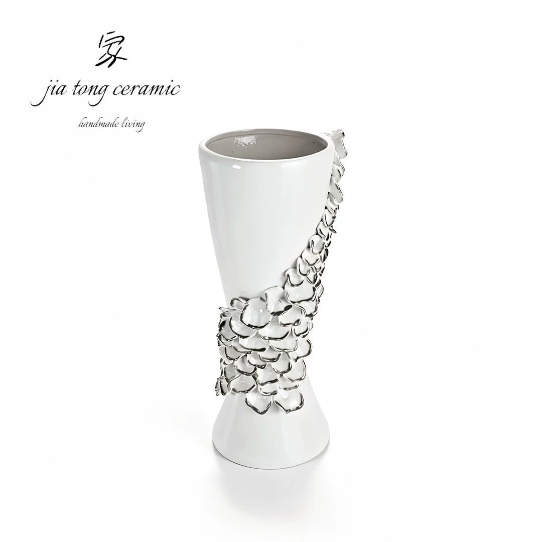 Light luxury ceramic vases, creative ornaments, modern living room decorations, Nordic style home accessories, white flower vases