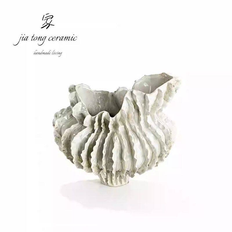 Creative ceramic ornaments ruffle decoration bowls living room light luxury Nordic style home art furnishings
