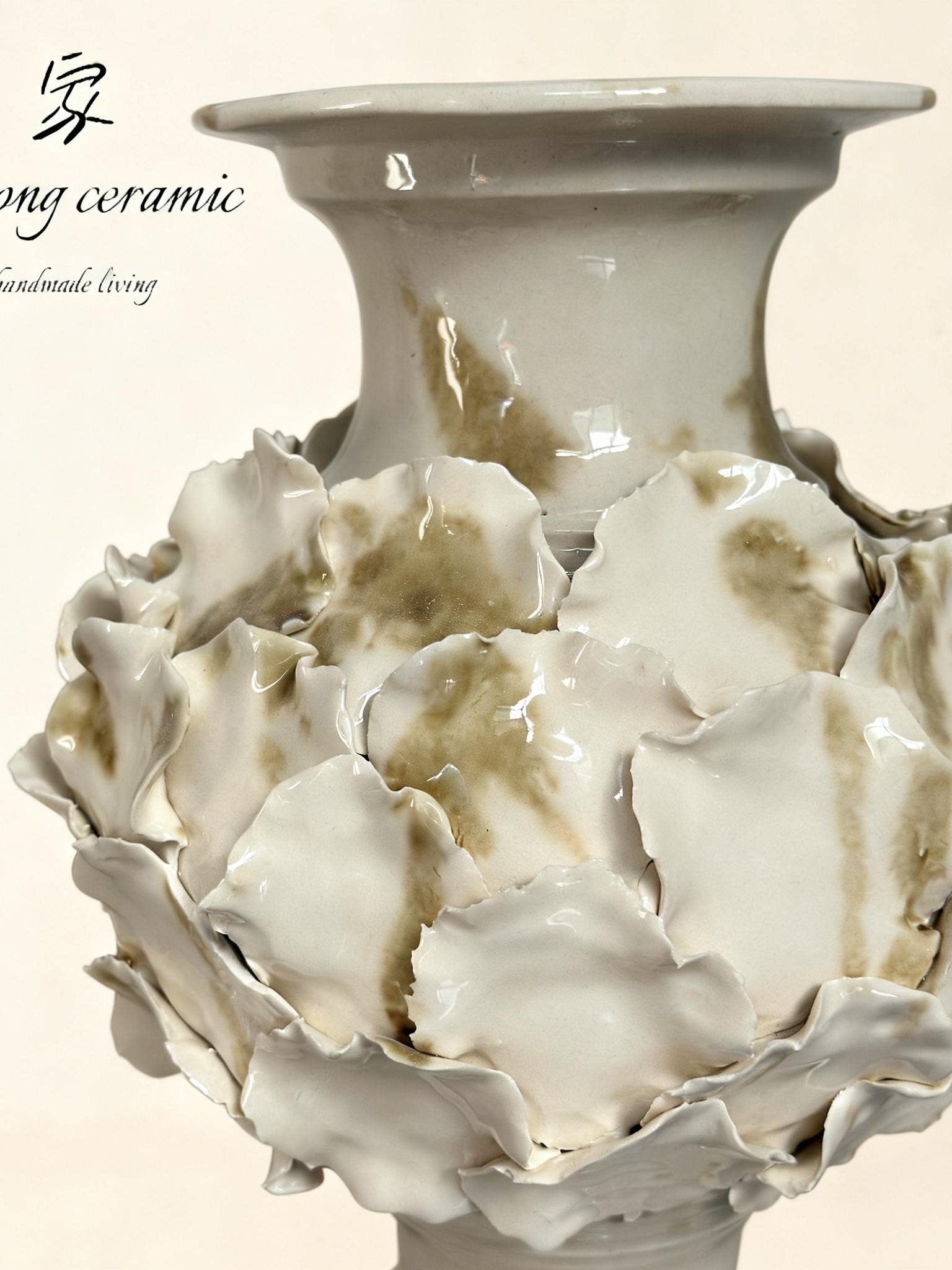 Nordic light luxury handmade ceramic vase creative ornaments living room decorations white vase