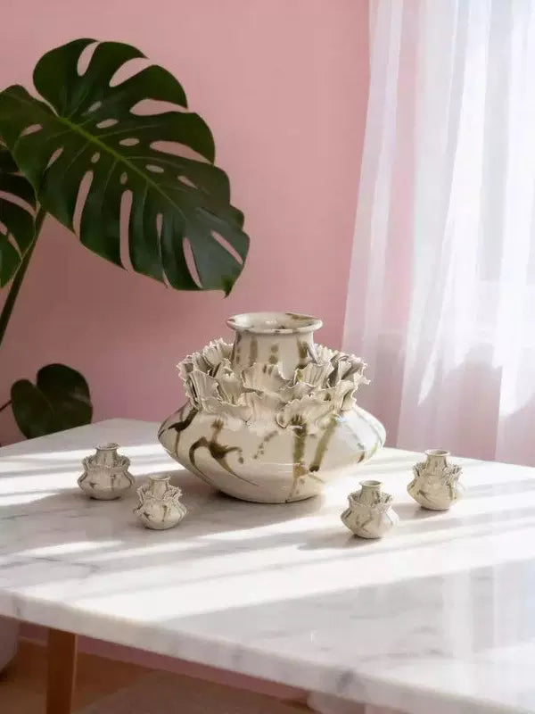 Nordic light luxury handmade ceramic vase creative ornaments living room decorations white vase