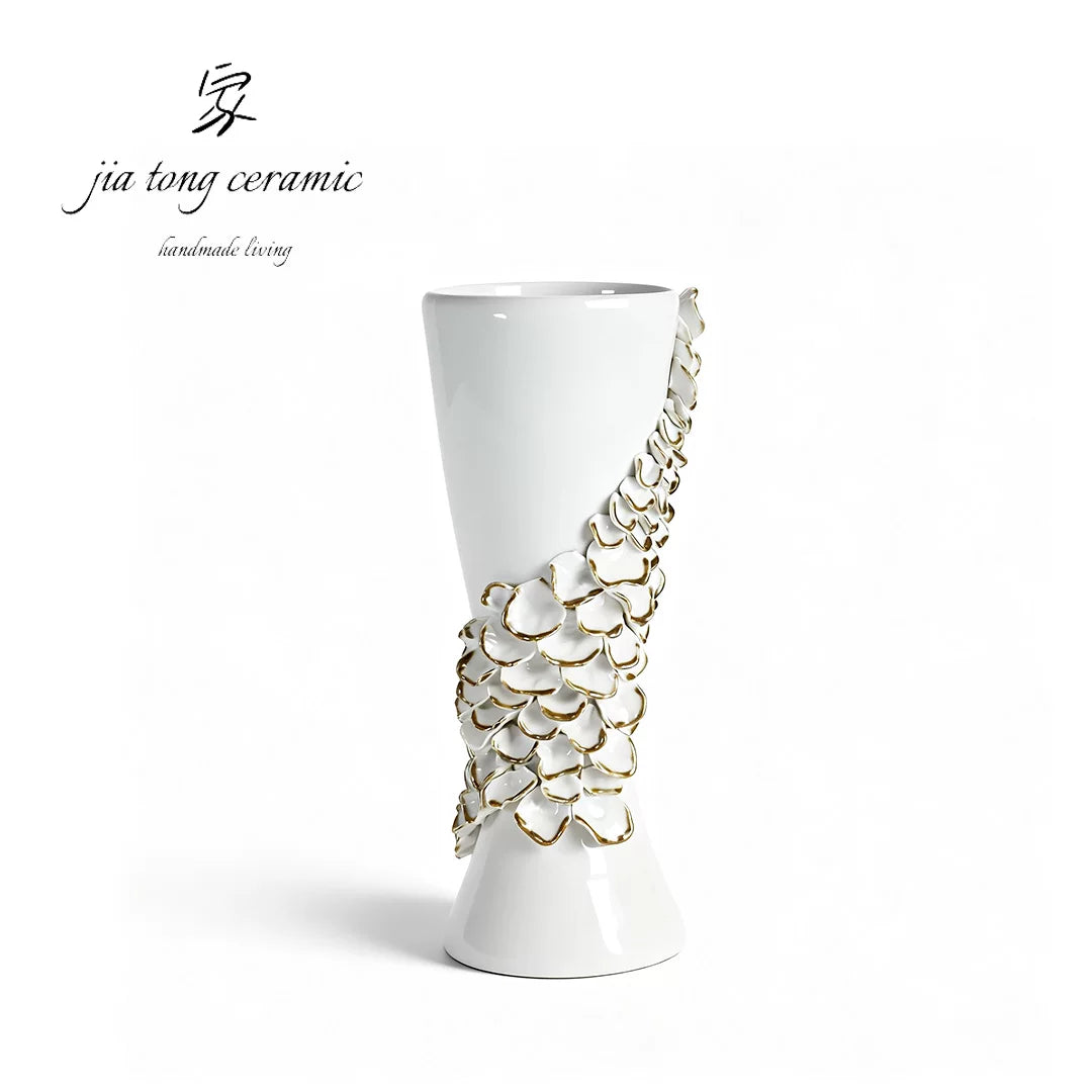 Light luxury ceramic vases, creative ornaments, modern living room decorations, Nordic style home accessories, white flower vases