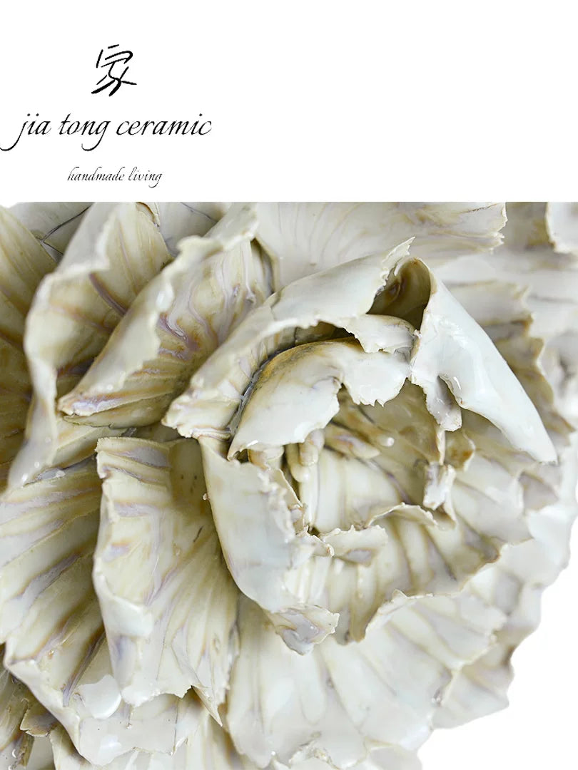 Jiatong handmade ceramic vase home decoration three-dimensional flower white vertical vase