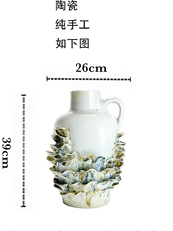 Handmade ceramic creative vase ornaments Nordic light luxury home decoration home living room TV cabinet flower vase