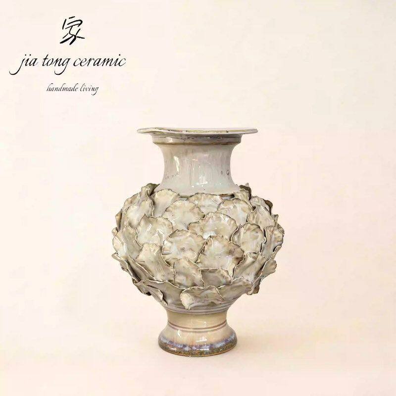 Nordic light luxury handmade ceramic vase creative ornaments living room decorations white vase