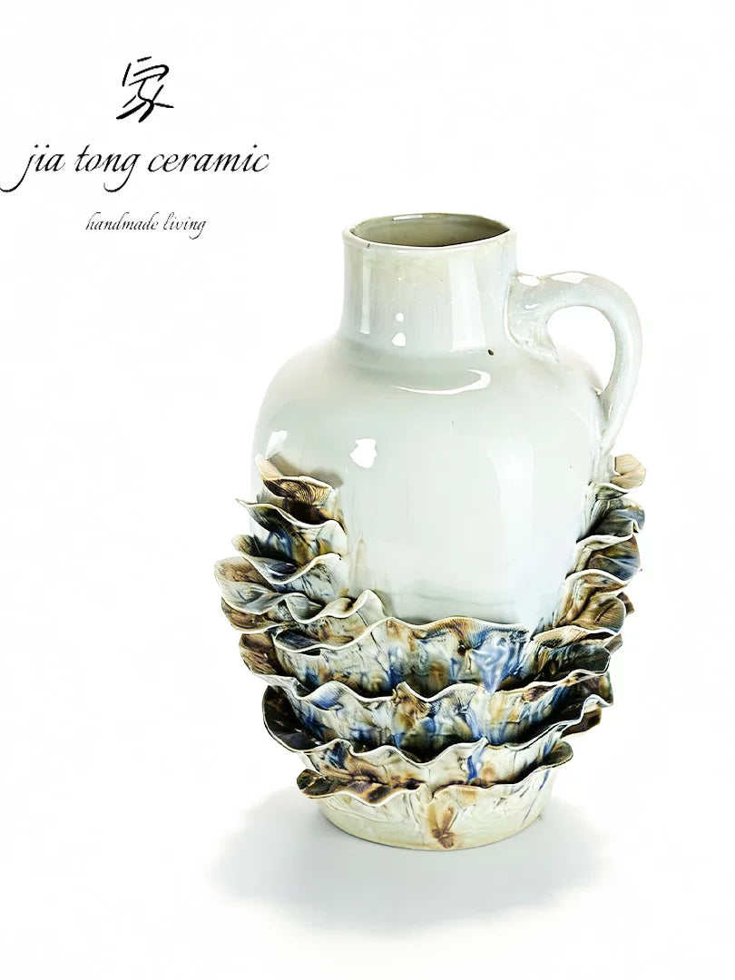 Handmade ceramic creative vase ornaments Nordic light luxury home decoration home living room TV cabinet flower vase