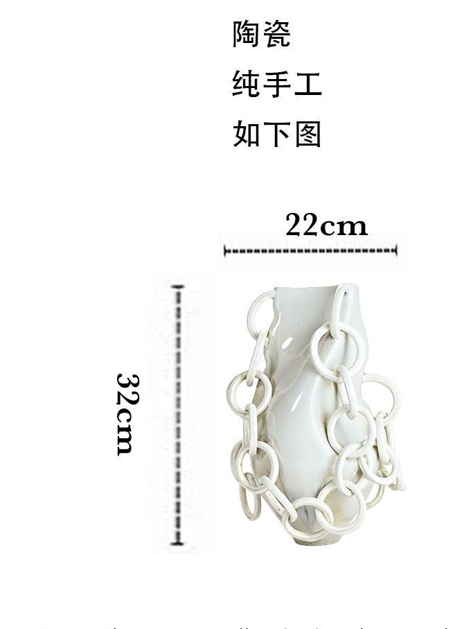 Jiatong ceramic vase is handmade, simple and versatile, home decoration, white irregular shape