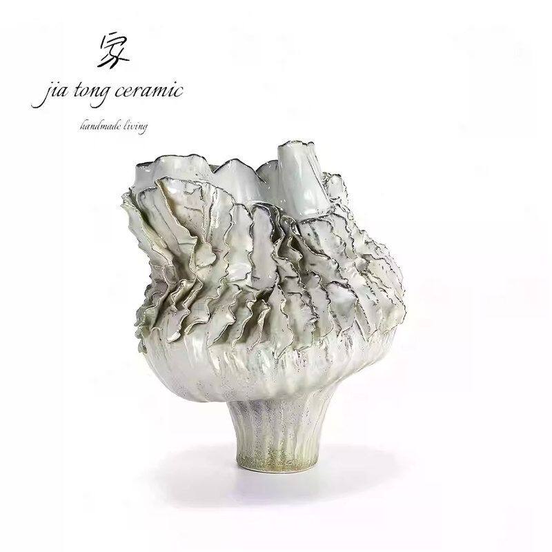 Creative ceramic ornaments ruffle decoration bowls living room light luxury Nordic style home art furnishings