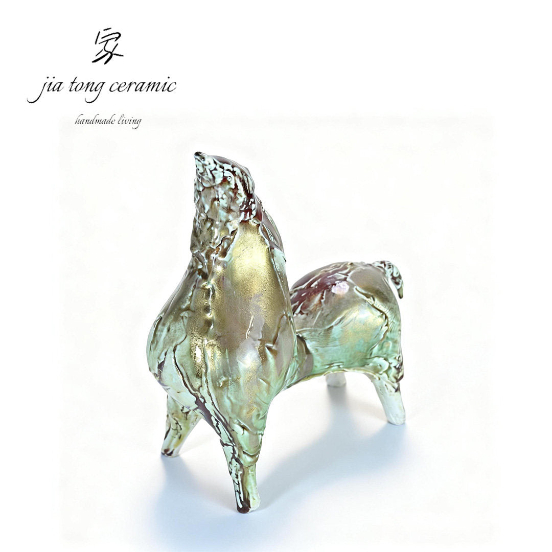 Ceramic Pegasus ornaments, handmade white gold decorations, home crafts