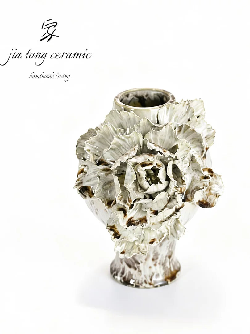 Nordic light luxury handmade ceramic vase creative ornaments living room TV cabinet decorations white art vase