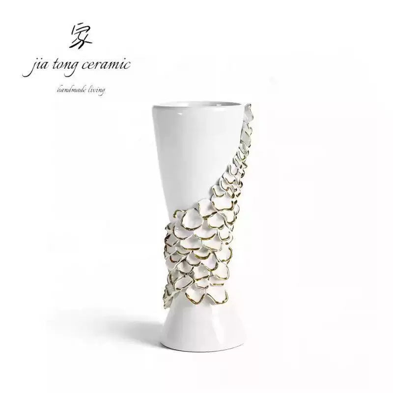 Light luxury ceramic vases, creative ornaments, modern living room decorations, Nordic style home accessories, white flower vases