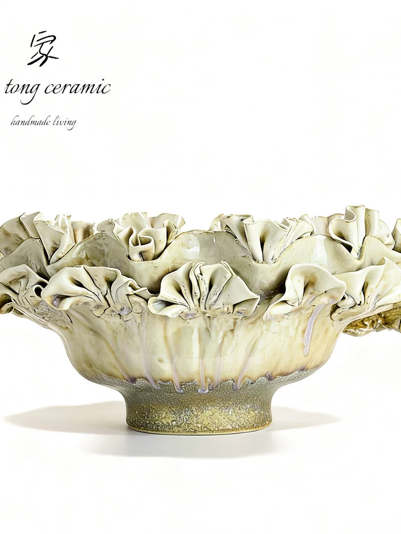 French Romantic style ceramic vase white petal shaped home decoration ornament