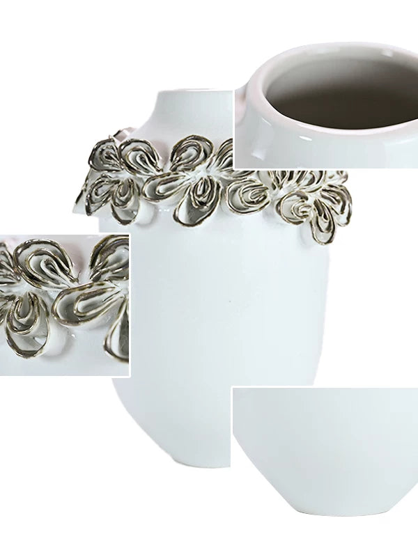 Nordic light luxury handmade ceramic vase creative ornaments living room decorations white art vase