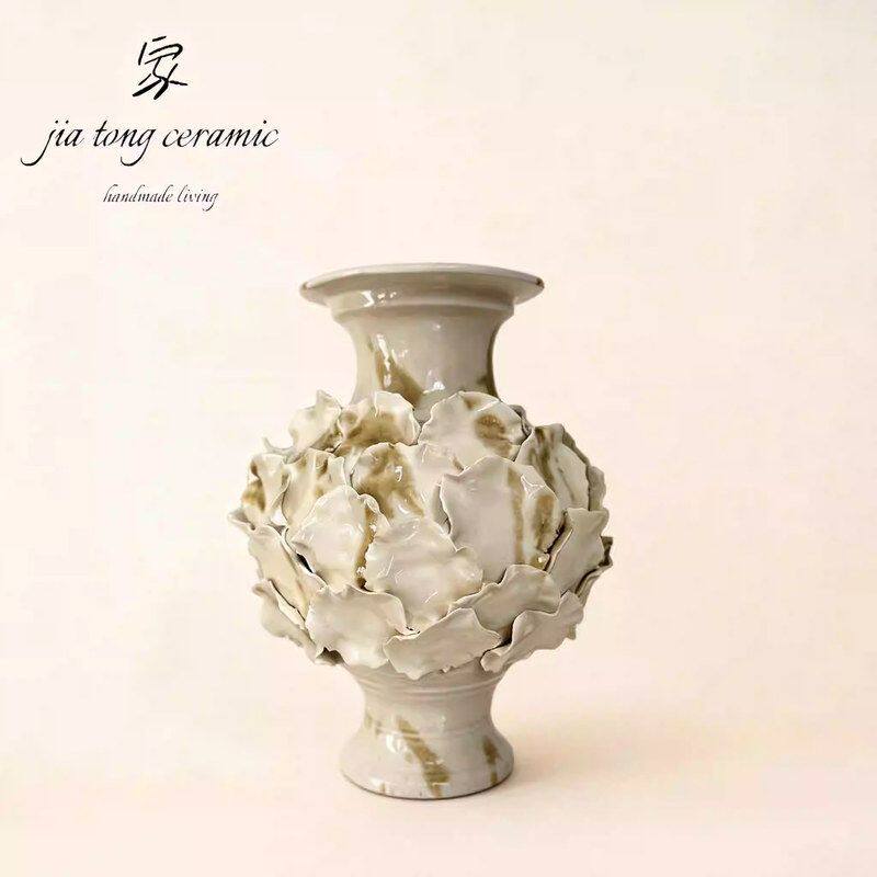 Nordic light luxury handmade ceramic vase creative ornaments living room decorations white vase