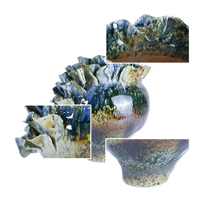 Jiatong neoclassical ceramic vase is handmade home decoration ornament design and pleated shape