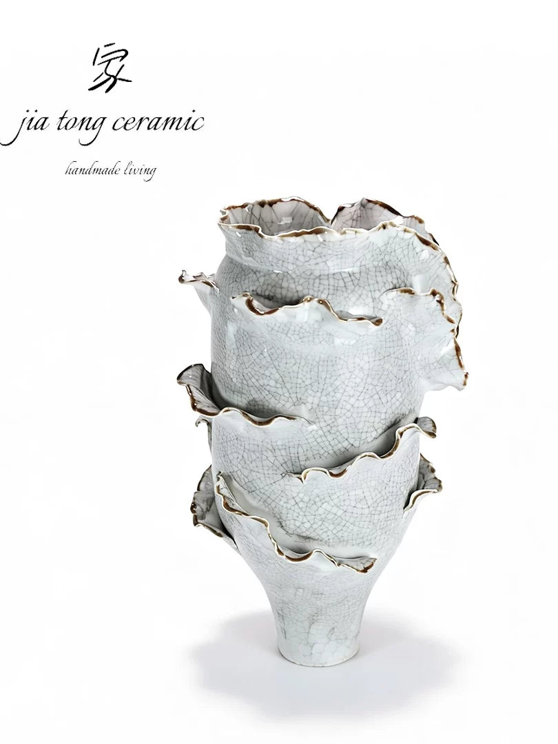 Light luxury ceramic vase creative ornaments living room decorations handmade crack art vases Nordic style home furnishings