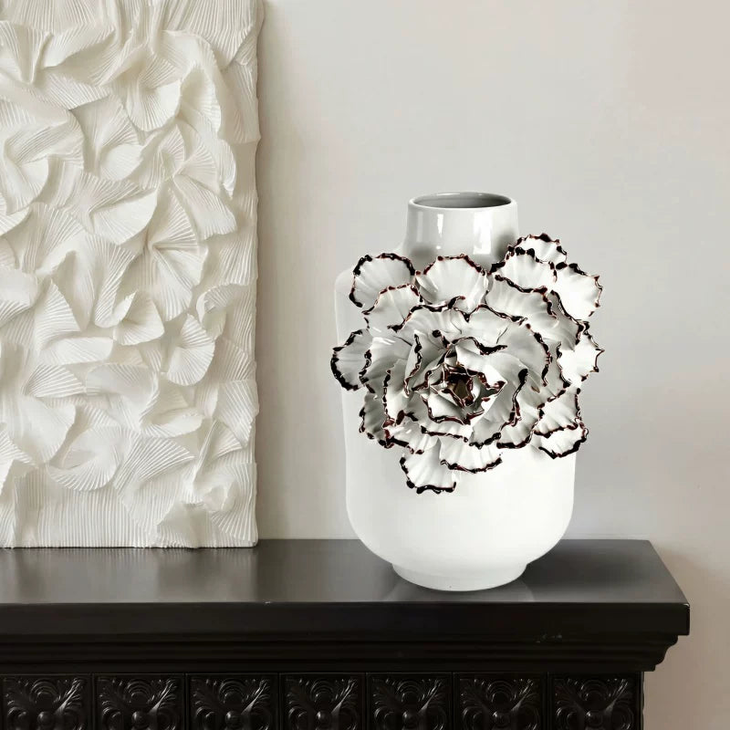 Nordic light luxury ceramic vase ornaments living room TV cabinet decorations white flowers creative home furnishings