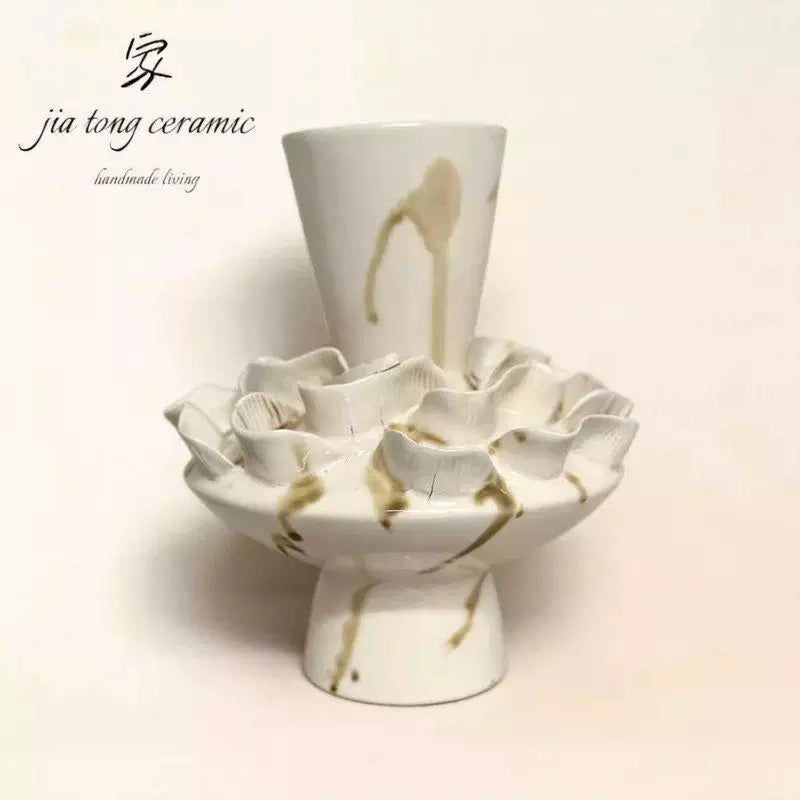 Nordic light luxury handmade ceramic vase creative ornaments living room decorations white vase