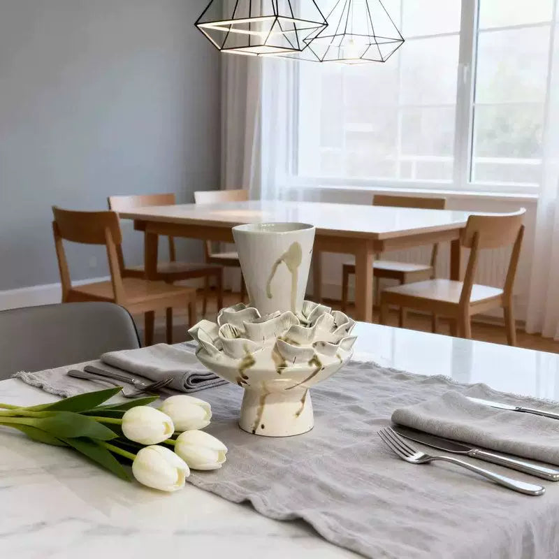 Nordic light luxury handmade ceramic vase creative ornaments living room decorations white vase