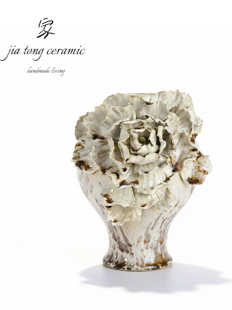 Nordic light luxury handmade ceramic vase creative ornaments living room TV cabinet decorations white art vase