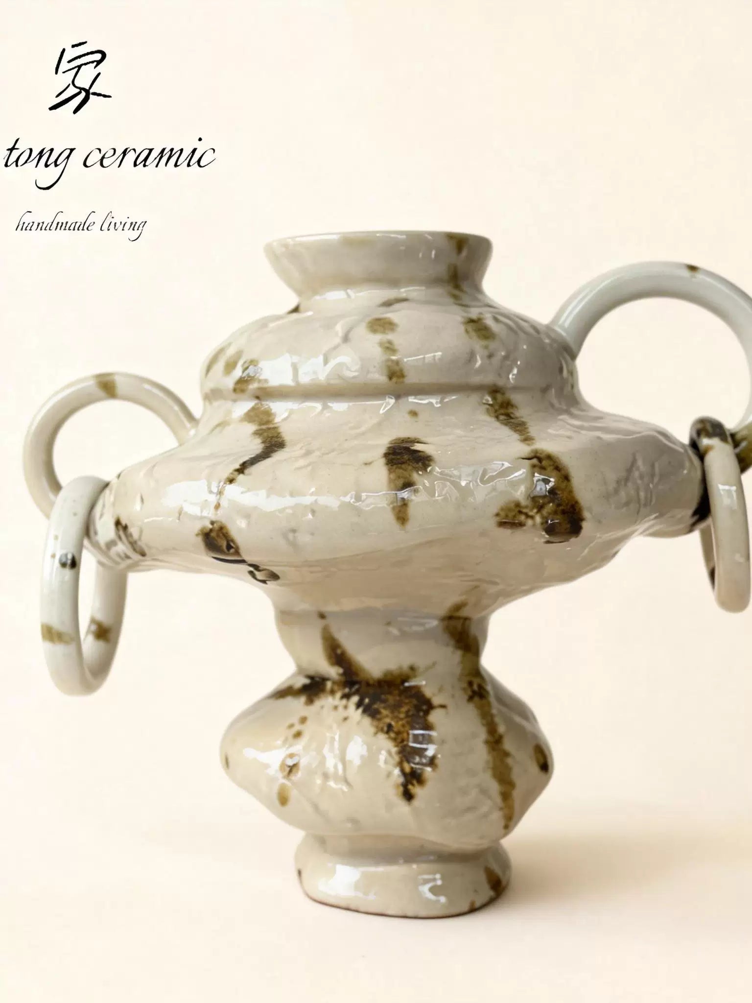 Nordic light luxury handmade ceramic vase creative ornaments living room decorations white vase