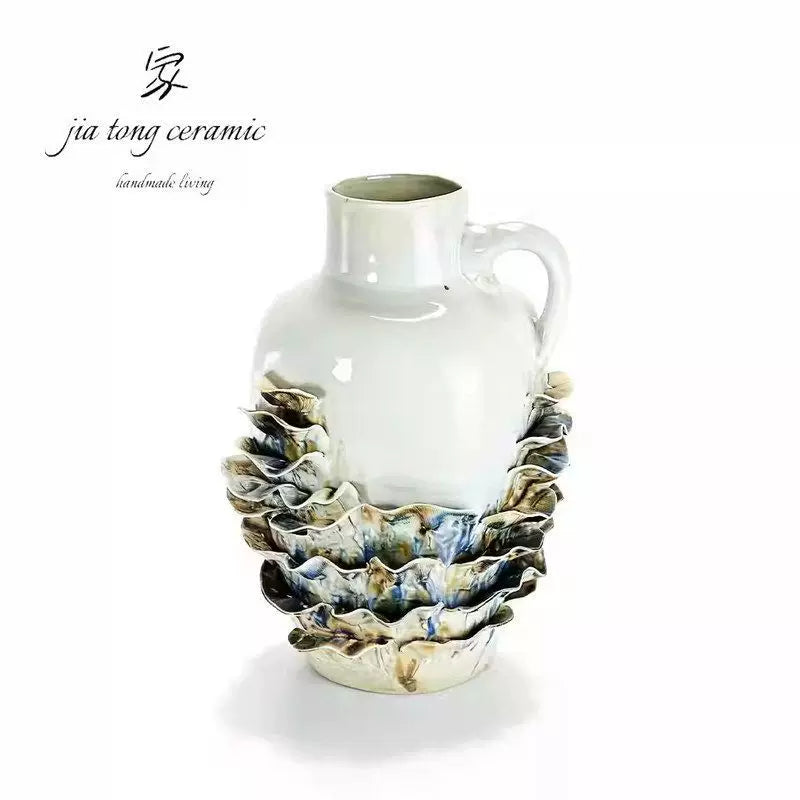 Handmade ceramic creative vase ornaments Nordic light luxury home decoration home living room TV cabinet flower vase